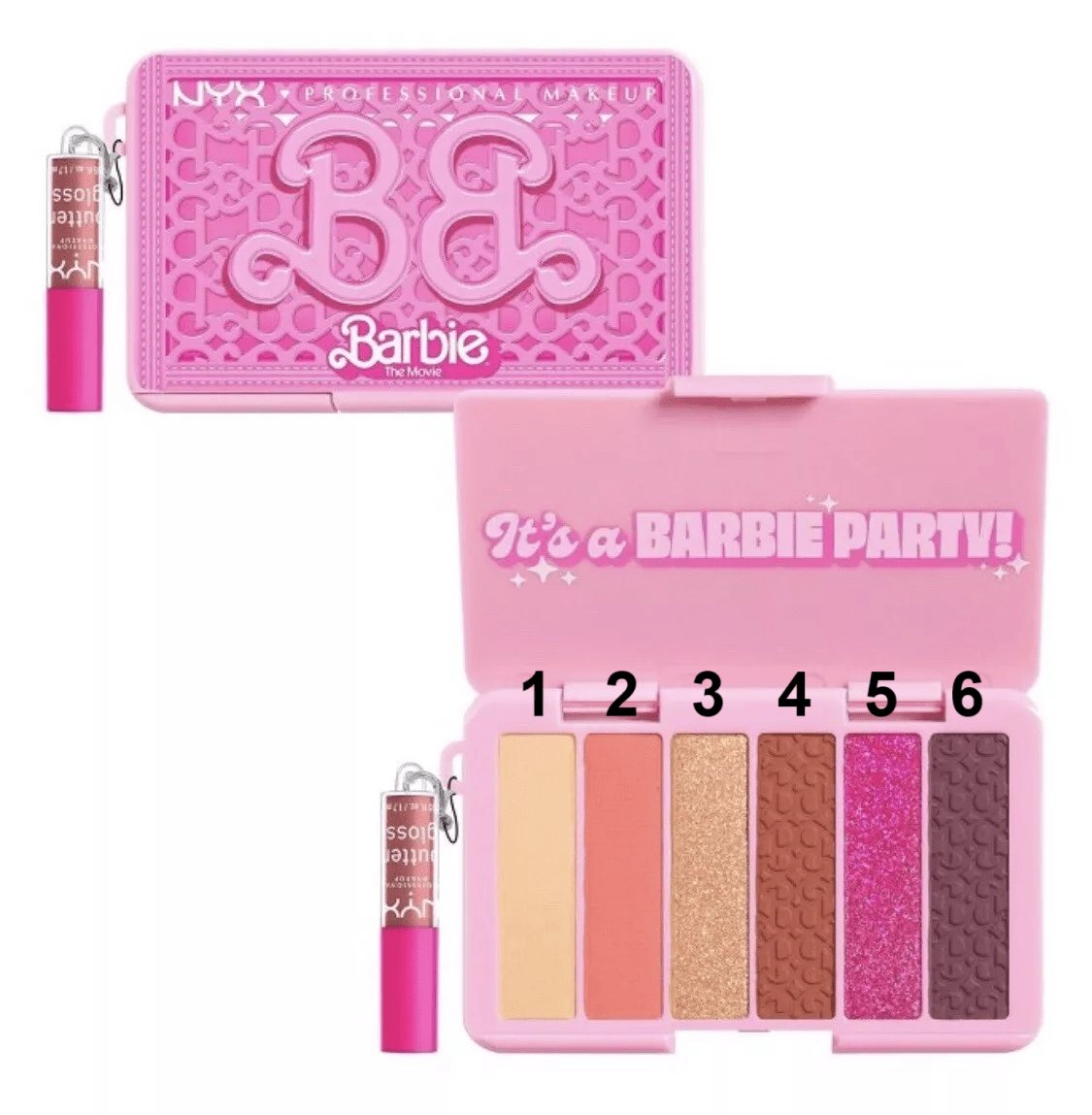 NYX X Barbie Mini Palette with Mini Butter Gloss