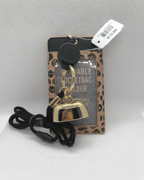 BBW Wearable PocketBac Holder with Retractable ID/Card Holder and Key Ring Leopard