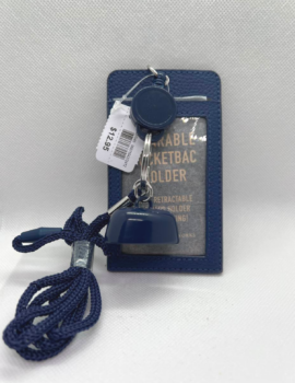 (Clearance) BBW Wearable PocketBac Holder with Retractable ID/Card Holder and Key Ring Blue